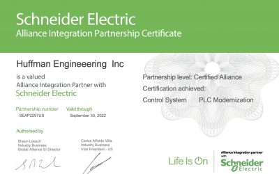 Huffman Engineering, Inc. Receives Schneider Electric PLC Modernization Solutions Certification