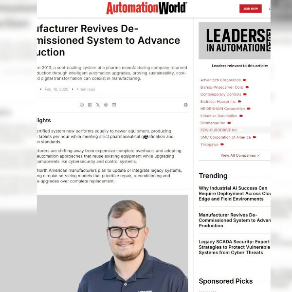 Automation World Article: Reviving De-Commissioned System