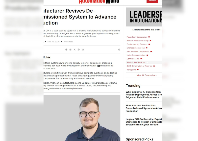 Automation World Article: Reviving De-Commissioned System