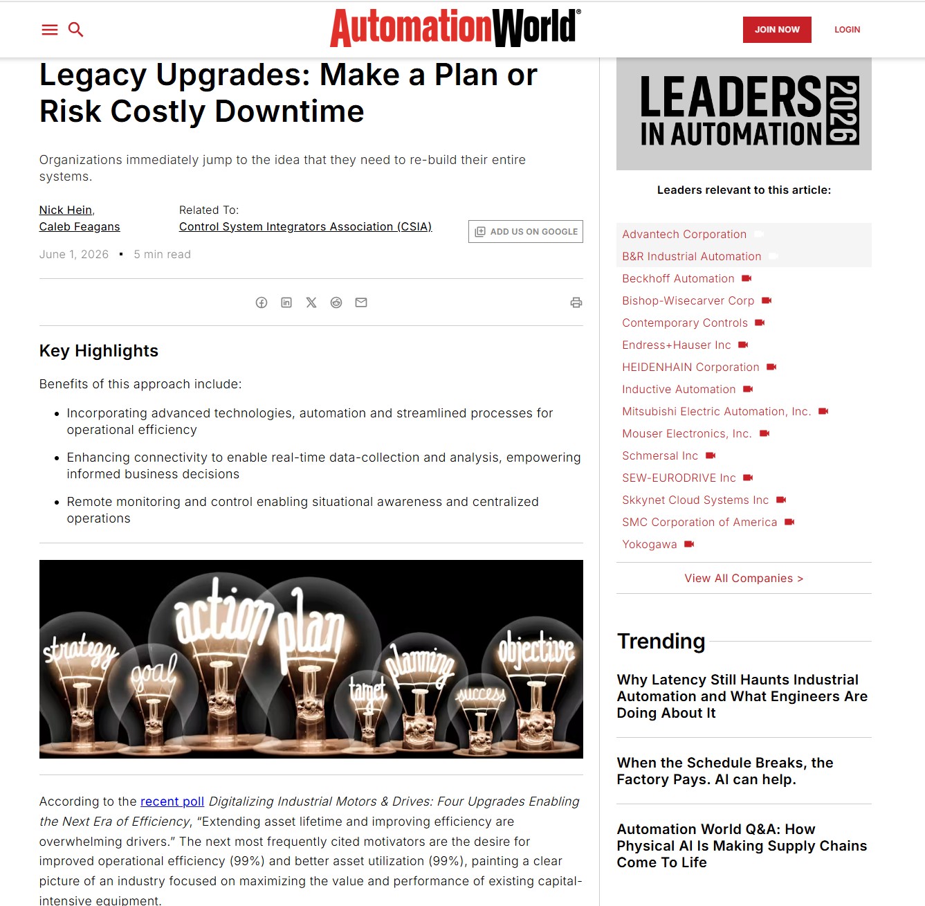 How Do you Tackle Legacy Industrial Control System Upgrades? Make a Plan or Risk Costly Downtime